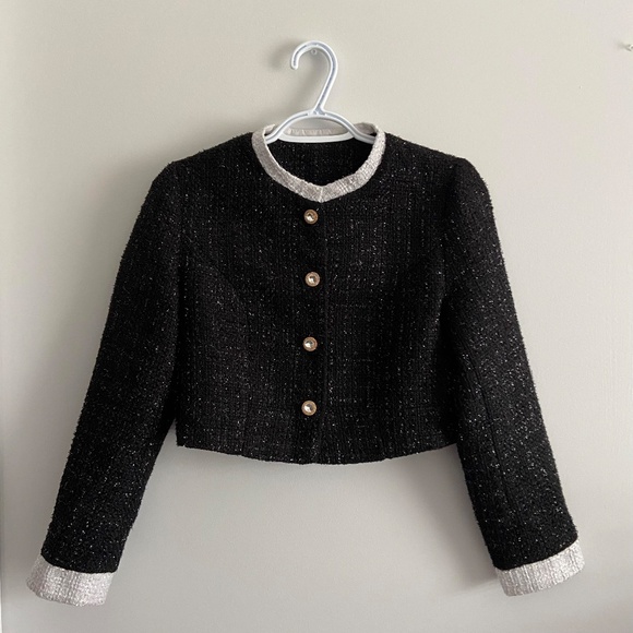 HOLIDAY PARTY TWO PIECE MATCHING SET TWEED QUIET LUXURY CLASSY BLACK & WHITE - Picture 2 of 13